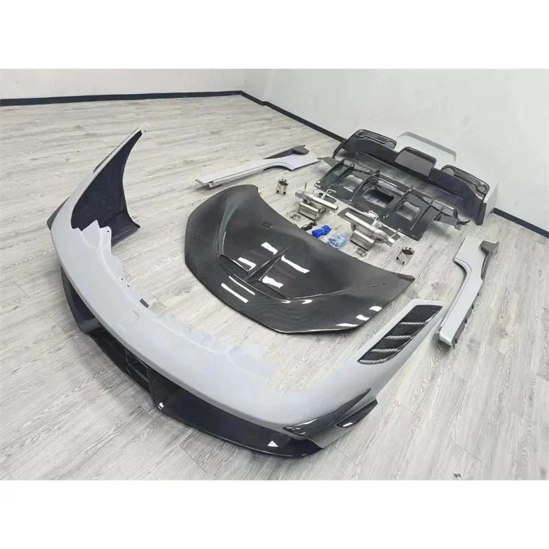 Suitable for 458 Italian Spider, SP Style Semi Carbon Fiber Body Kit including Front Bumper, Rear Bumper, Side Skirts and Engine