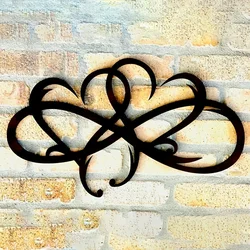 HelloYoung Infinity Double Heart Steel Wall Decor,Infinity Sign Wall Decor, Metal Infinity Heart Art Sculptures, Wall Decor