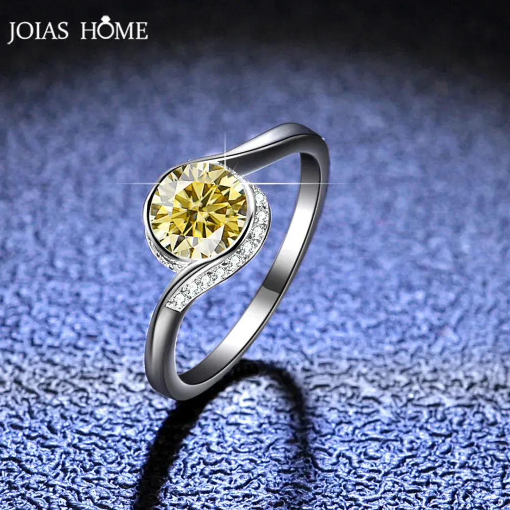 JOIAS HOME Silver 925 1CT D Color Moissanite Gem Ring Women's Irregular Ring Simple And Elegant Wedding Jewelry Gift Jewelry