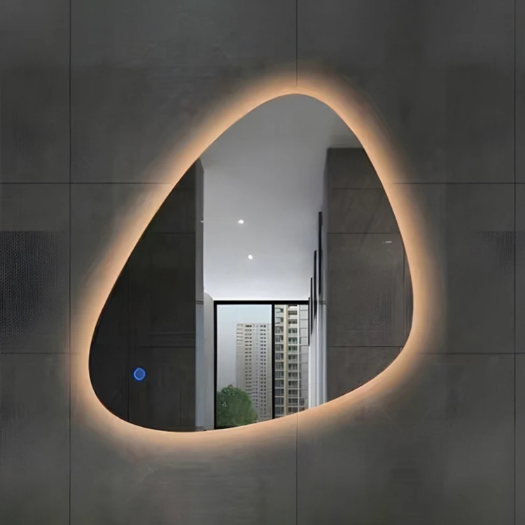 Frame Bathroom Decor Mirror Touch Light Smart Wall Mirror LED Framed Mirror Large Round Black Rectangle Touch Switch