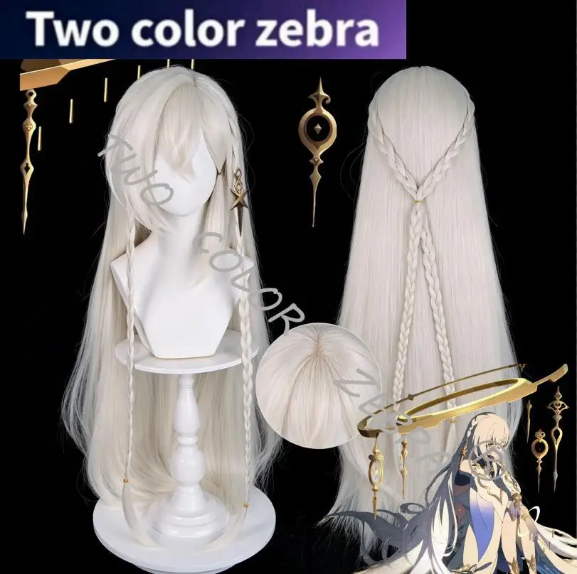 Peruca Cosplay Istaroth - Jogo Genshin Impact, Cabelo Longo Prateado de 100cm, Acessórios para Roleplay, Sintético Resistente para Coser em Eventos de Quadrinhos