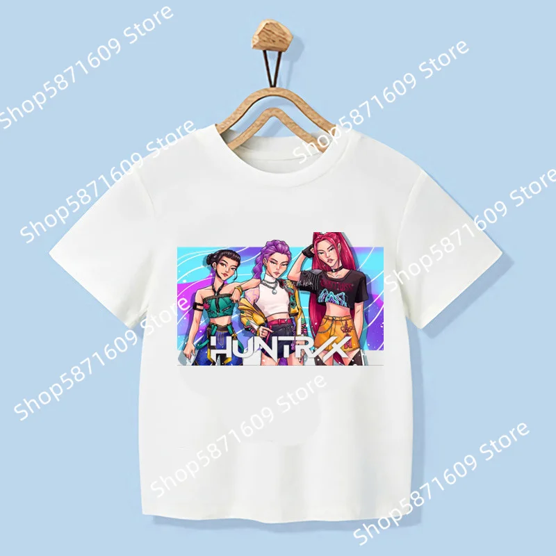 

Movie KPop Devil Hunter T-shirt Summer Short sleeved Children's T-shirt Girls' Casual T-shirt Pattern Clothing