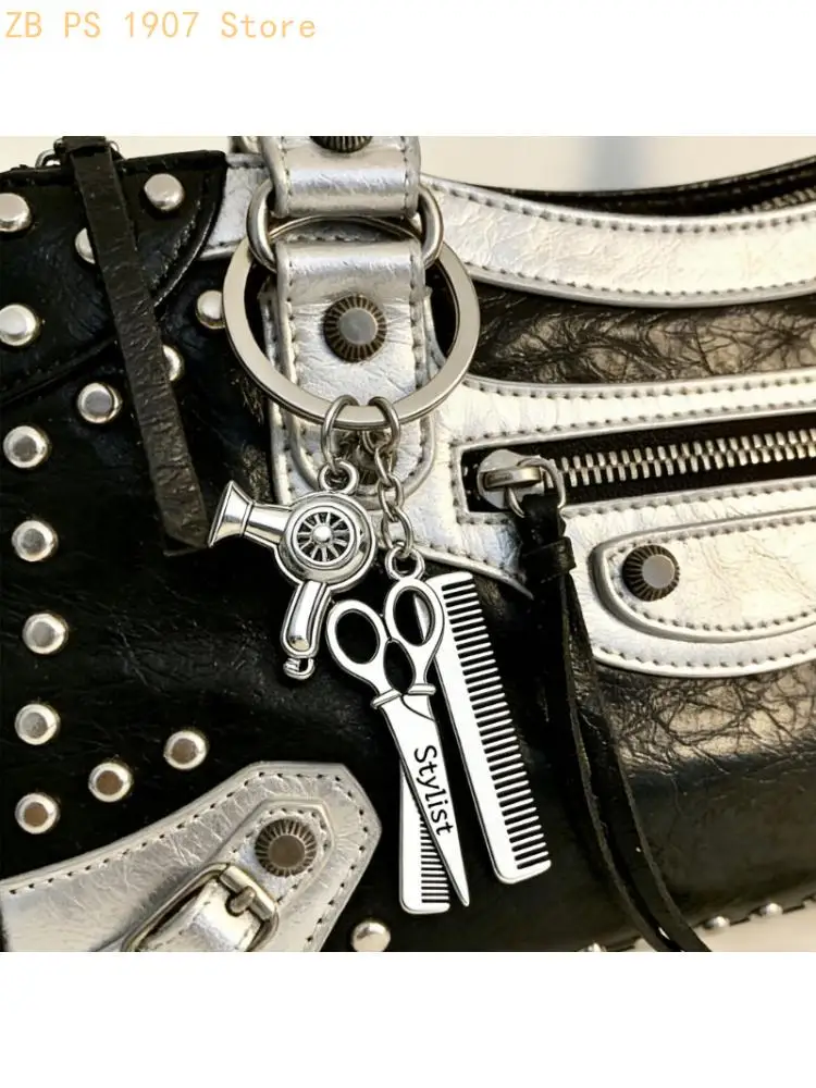 Unique Hair Stylists Keychain With Scissors Comb And Hair Dryer Styling Tools 55KA