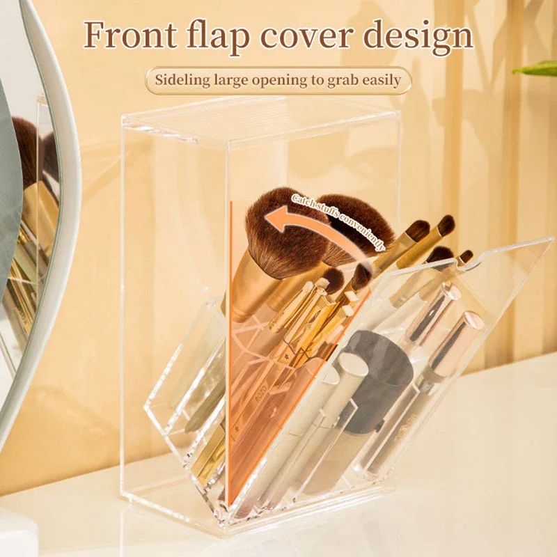 

Clear Cosmetic Brush Box, Makeup Brush Holder with Lid, Large-Capacity Design for Organize the Vanity Desk Makeup sponge holder