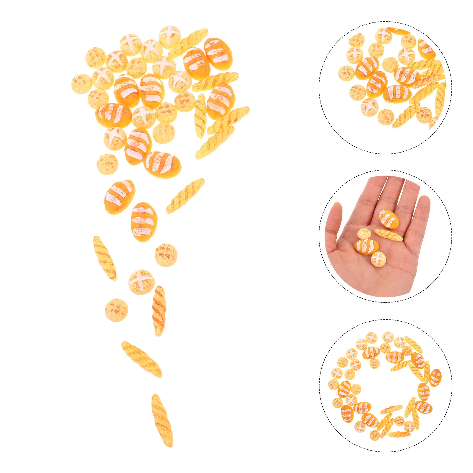 50 stuks miniatuur brood voor poppenhuis realistische hars gebak decor simulatie voedsel display rekwisieten mini keuken bakkerij ornamenten -