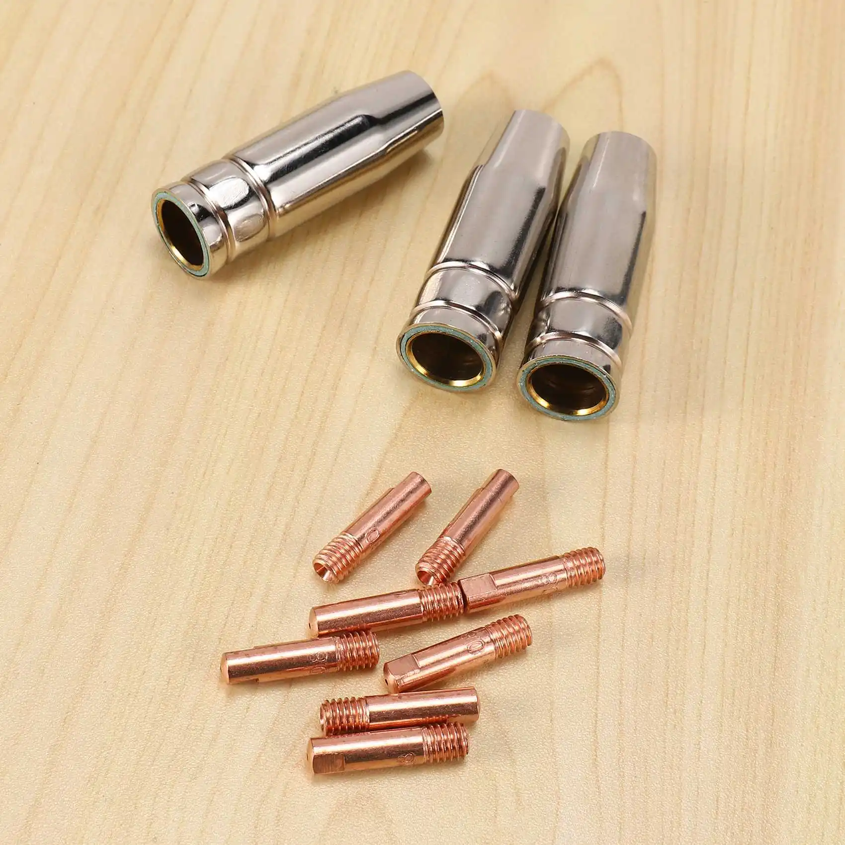 13Pcs CO2 Mig Welding Torch Aircooled MB 15AK Contact Tip Holder Gas Nozzle 0.8mm Welder Shield Shroud Nozzle Tip Kit