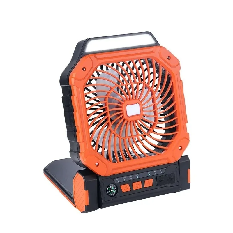 Solar Charging Mini Camping Fan USB Hanging Tent Fan With LED Light Portable Outdoor Construction Site Ventilation Lamp