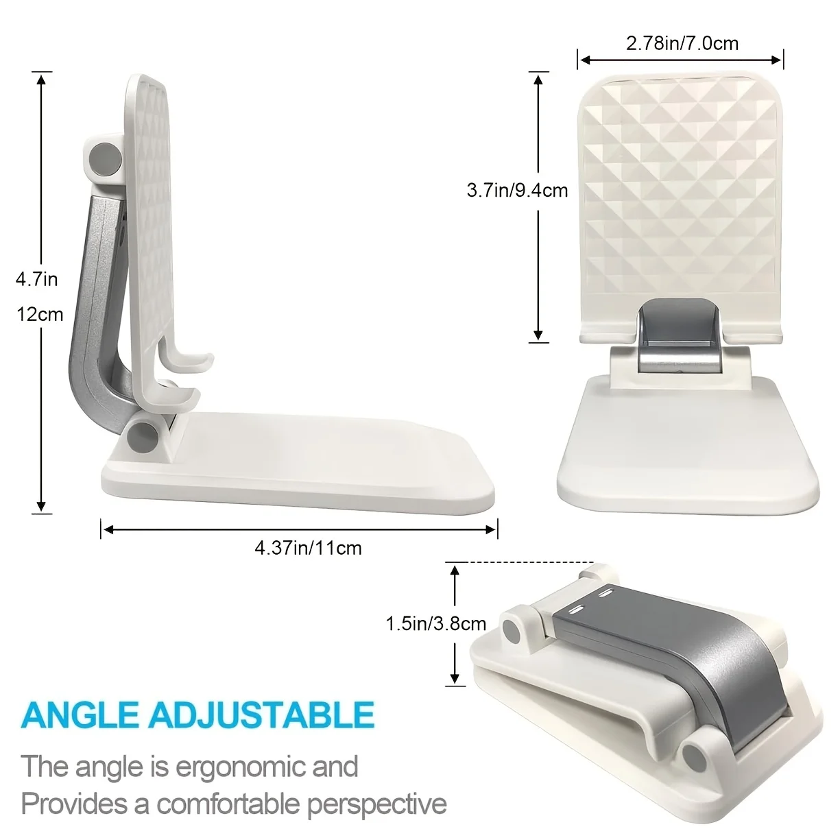 Foldable Cell Phone Stand, Adjustable Portable Desk Holder Compatible with iPhone, Samsung & All Smartphones