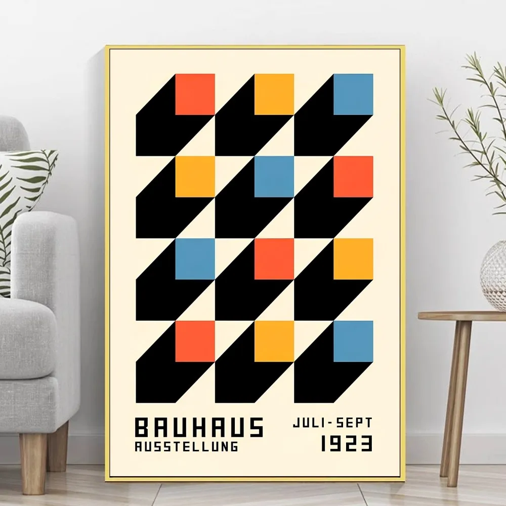 Modernist Bauhaus Geometric Poster Sticky HD Quality Wall Art Retro Posters for Home Kawaii Room Decor