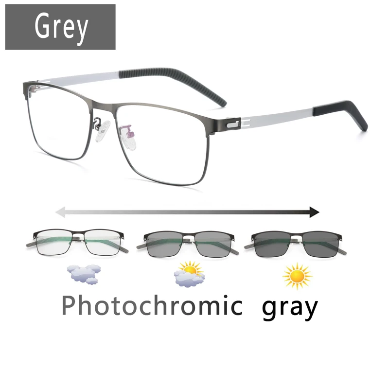 Titanium Alloy Frame Blue Light Blocking Photochromic Reading Glasses Men Computer Presbyopic Eyeglasses Magnifying Eyewear image 4