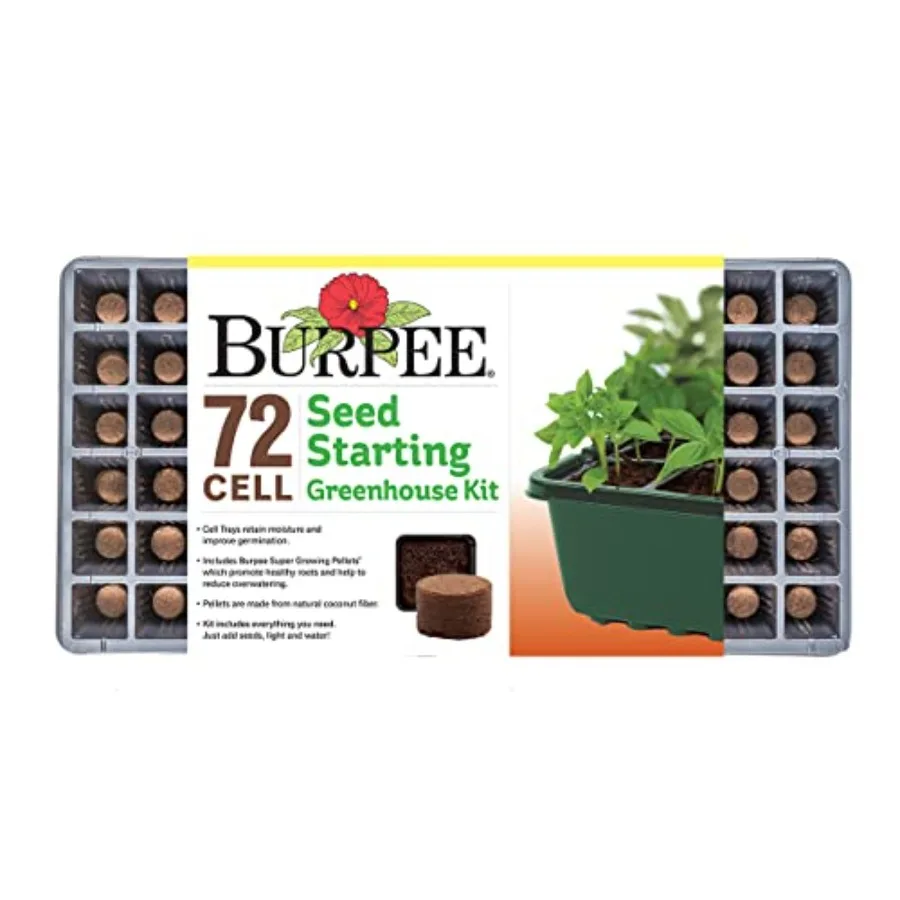 

Greenhouse Indoor Starting Herbs Flowers and Vegetables Includes Dome Watering Seed Starter Tray Coir Pellets 10 W x 20 L x 5 H
