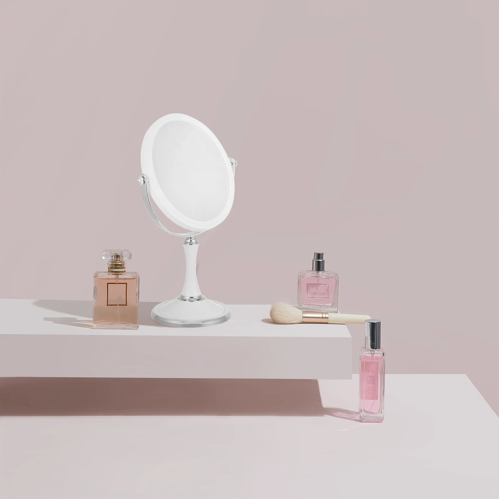 1 szt. Dwustronne obrotowe lusterko kosmetyczne na biurko z przezroczystym, bezznieczelniającym szkłem do domowej pielęgnacji.