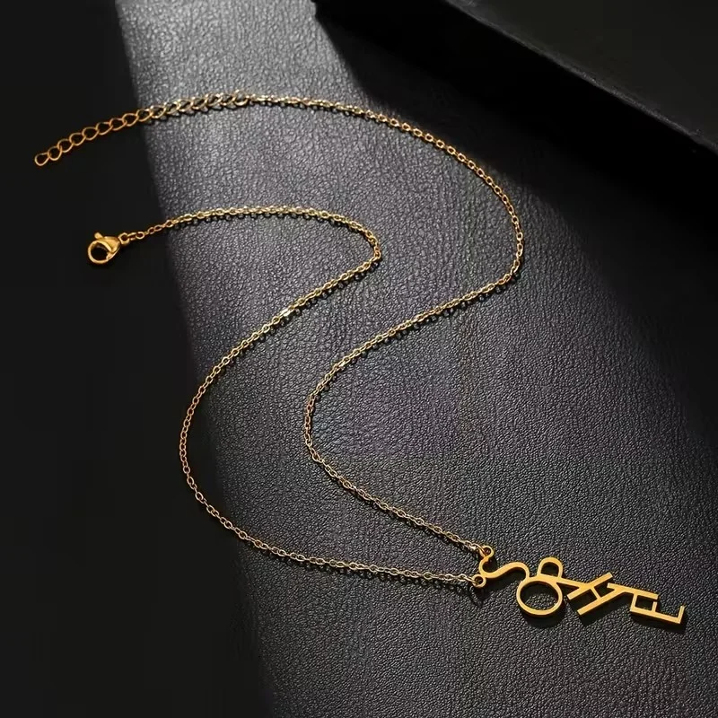 Custom Personalised Chic Stainless Steel Personalized Name Necklace - Custom Vertical Lettering, Simple Design, Perfect Gift