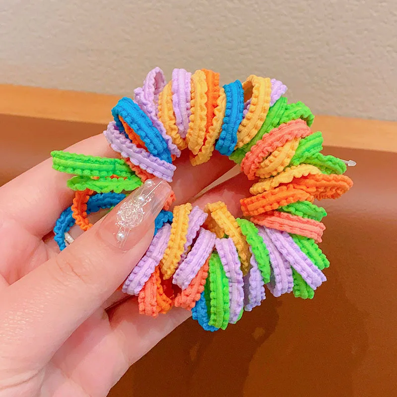 50Pcs/Set Hair Bands for Children Colorful Nylon Scrunchie Hair TiesRubber Band Kids Elastic Hair Band Girl Hair Accessories