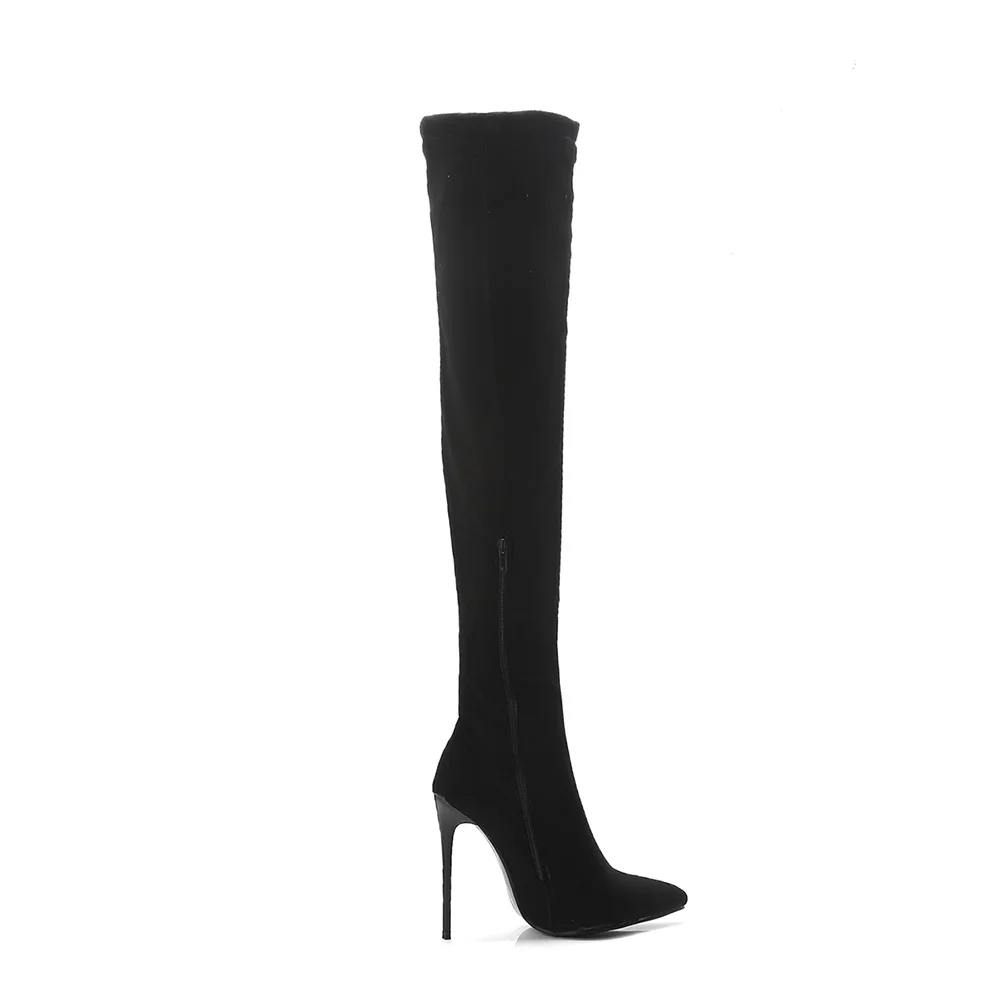 Brand New Fashion Winter Black Gray Women Thigh High Boots Stiletto Heels Lady Bridal Shoes S873 Plus Big Size 10 43 45 48