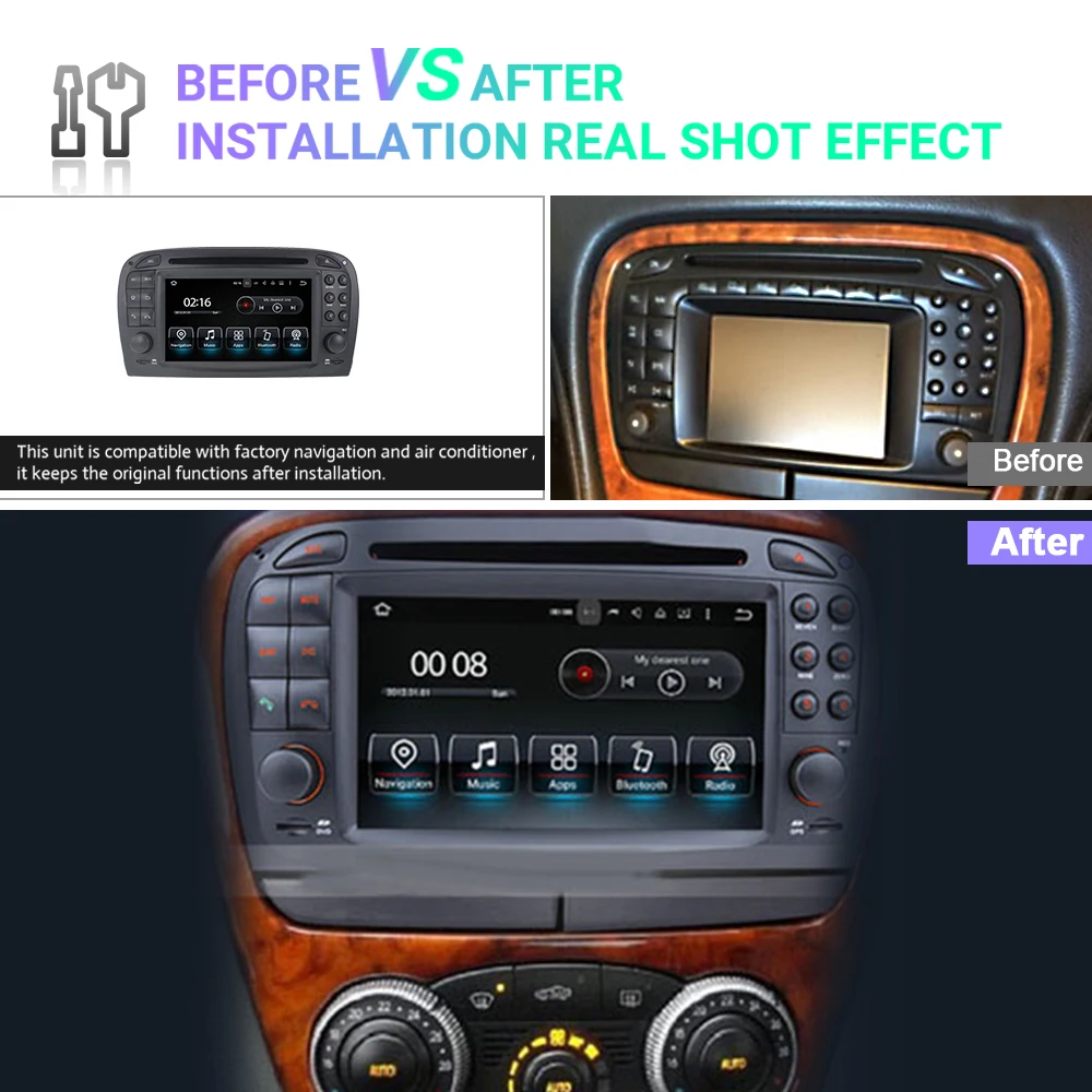 Android 14 4+64GB For Mercedes-Benz SL R230 SL350 SL500 SL55 SL600 SL65 2001 -2007 DSP 4G Stereo Car Radio Multimedia DVD Player