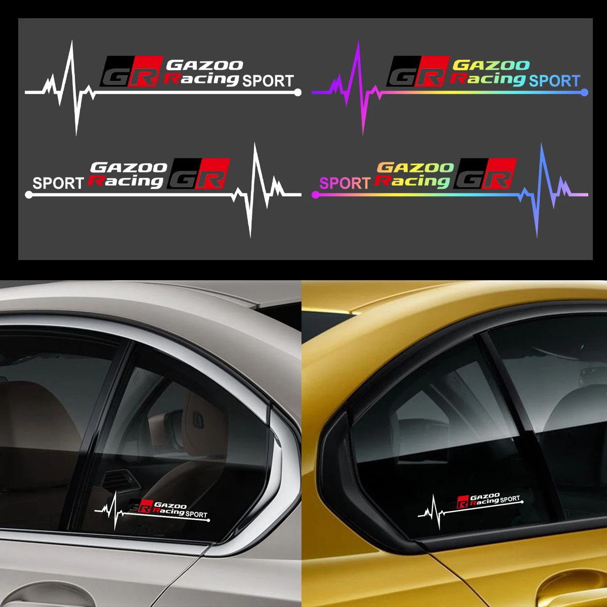 1 Pair Car Stickers Auto Body Quarter Window Vinyl Decals Accessories For Toyota GR GAZOO Racing Sport Corolla Raize Camry Yaris
