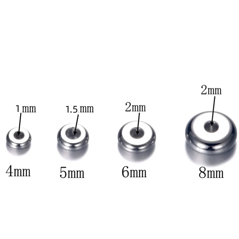 50pcs 4/5/6/8/10mm Stainless Steel Spacer Loose Bead for DIY Charm Bracelet Necklace Jewelry Make Handmade Accessories Supplies