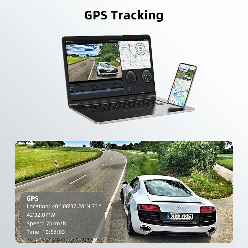 E-ACE DVR Mobil WIFI GPS Mendukung Depan 4K Opsional Belakang 1080P Lensa Ganda Kotak Hitam Kamera Spion WDR Penglihatan Malam G-sensor