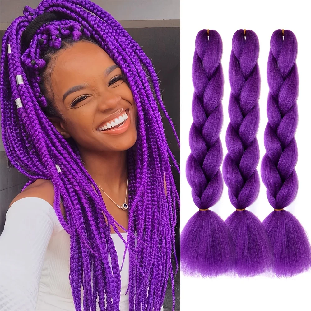 24 Inch 3 Piece_set Colorful Braided Hair Synthetic Hair Super Jumbo Braid Yaki Textured Jumbo Braids Hair Extensions Diy Variou