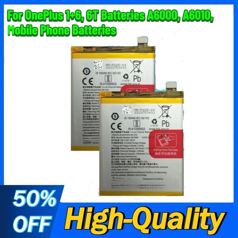 

Высококачественные аккумуляторы BLP685/657 для OnePlus 1+6, 6T (модели A6000, A6010) для замены батарей мобильных телефонов
