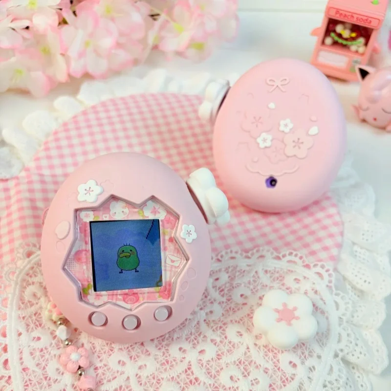 

New Tamagotchi Paradise Silicone Protective Case Sakura Pattern Cover With Faceplate Paper Hanging Decorative Charm In Stock