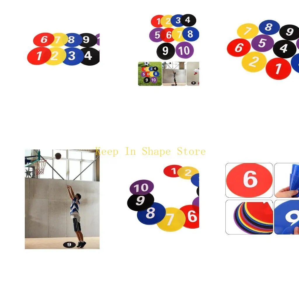 

U1JC Football Nonslip Floor Markers Landmark Mat Numbered Floor Spots Markers