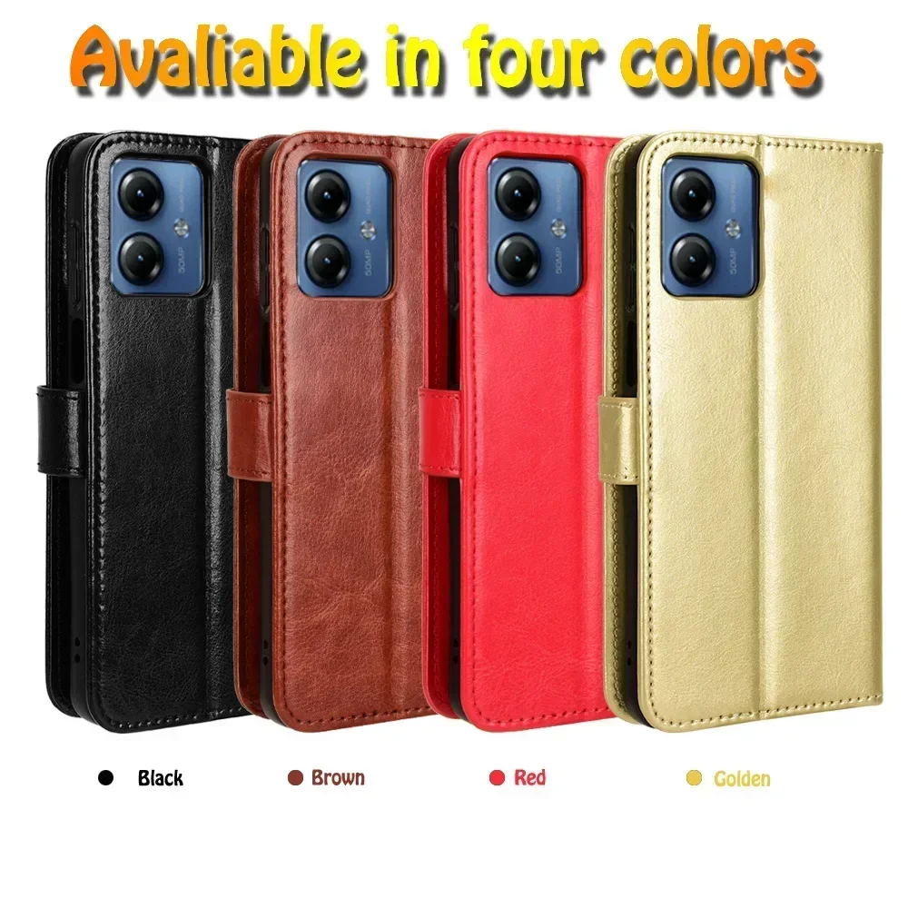 Leather Flip Case For Motorola Moto G04 G14 G24 Power G34 G54 G84 Protective Cover Wallet Card Slot Kickstand Coque Fundas