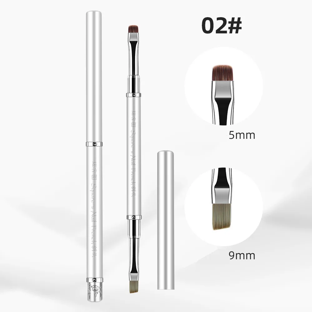1/6PCS Doppel Kopf Metall Griff Nagel Pinsel Liner Pinsel Malerei Stift Gel Pinsel Kristall Nail art Maniküre