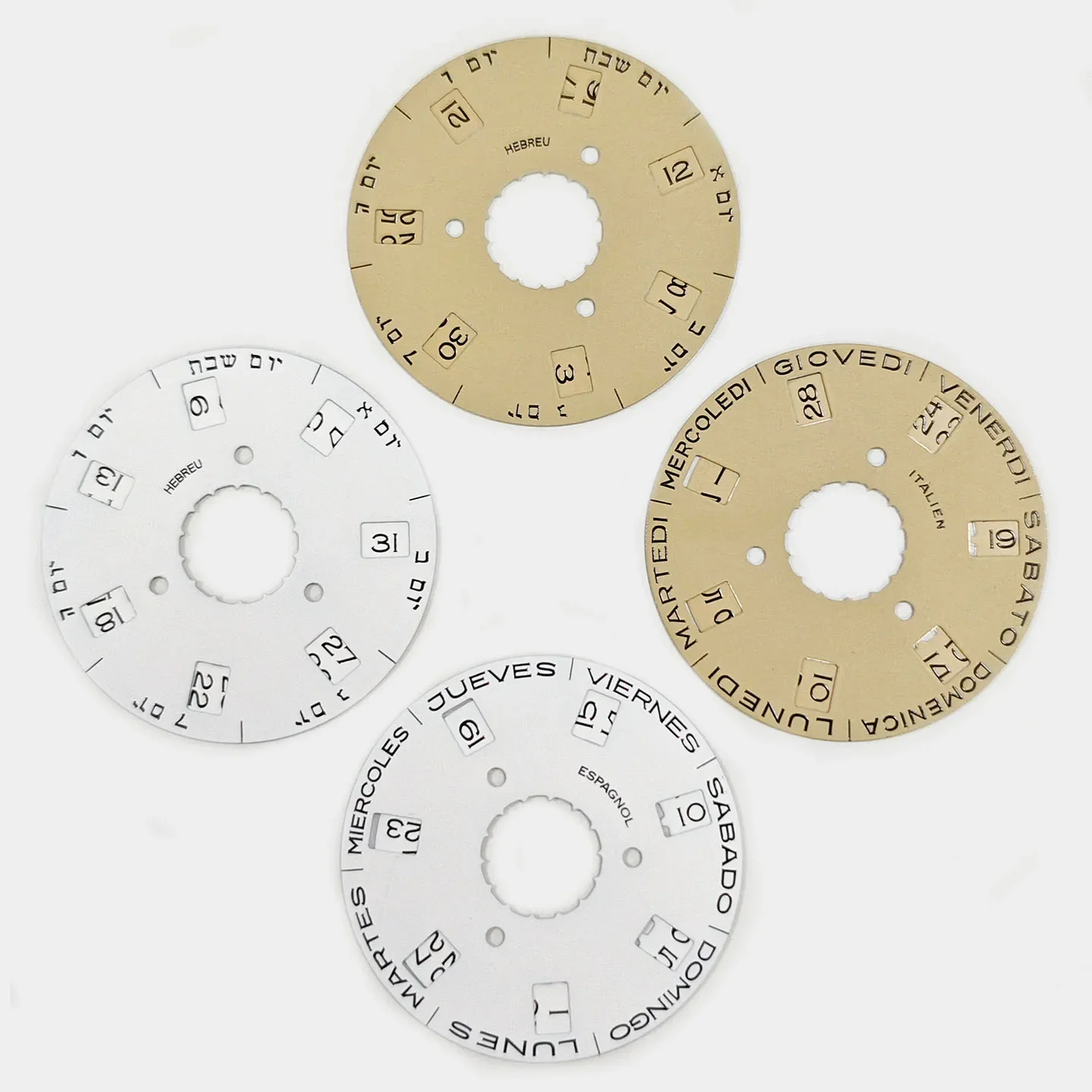 Watch Accessories Compatible with 3155 Movement Sunday Calendar Dial Spanish Hebrew Dual Calendar Dial