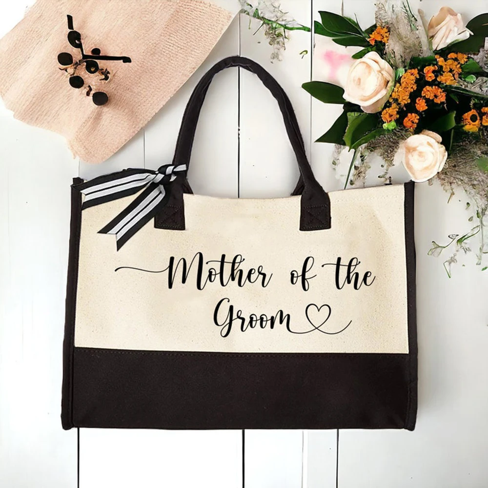 Durable Wedding Tote Bag Personalized Canvas Tote Reusable Bride Tote Beach Vacation Shoulder Handbag Unique Souvenir Bag
