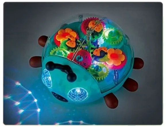 ユニバーサル透明ギアビートル電動子供用パズルシミュレーションモデル、光、音、誕生日おもちゃギフト