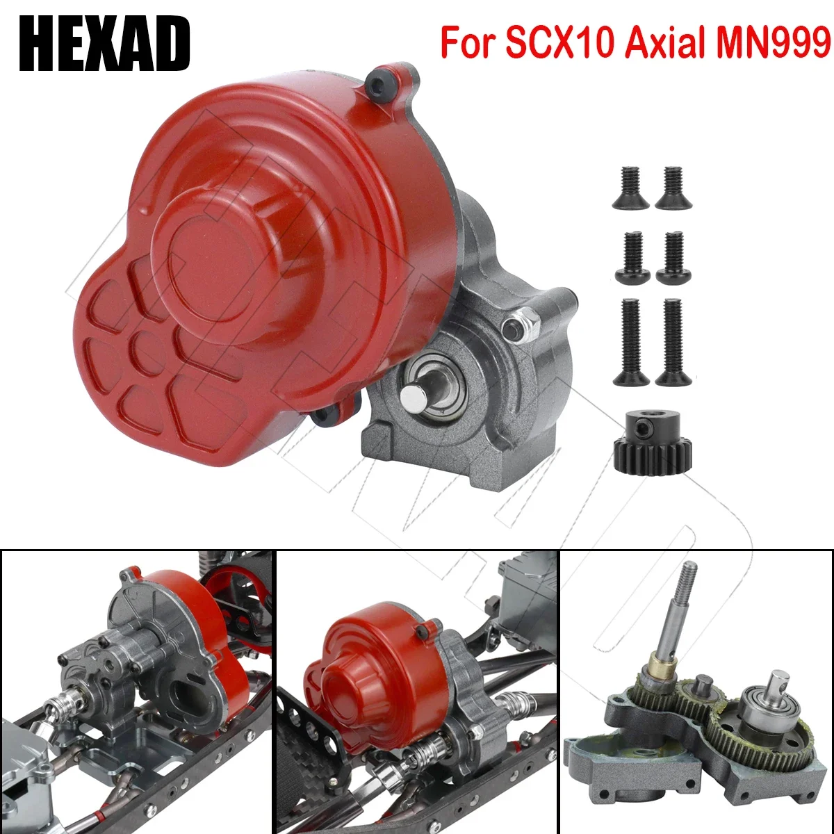 

SCX10 Metal Transmission Gearbox with Motor Gear for 1/10 RC Crawler Axial 90027 SCX10 II 90047 90046 MN999 Upgrade Parts