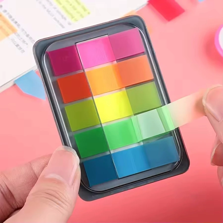 

100 Sheets of Waterproof Colored Transparent Sticky Notes , Pads for Planner Home & Office School Mini Self-Adhesive Post Note