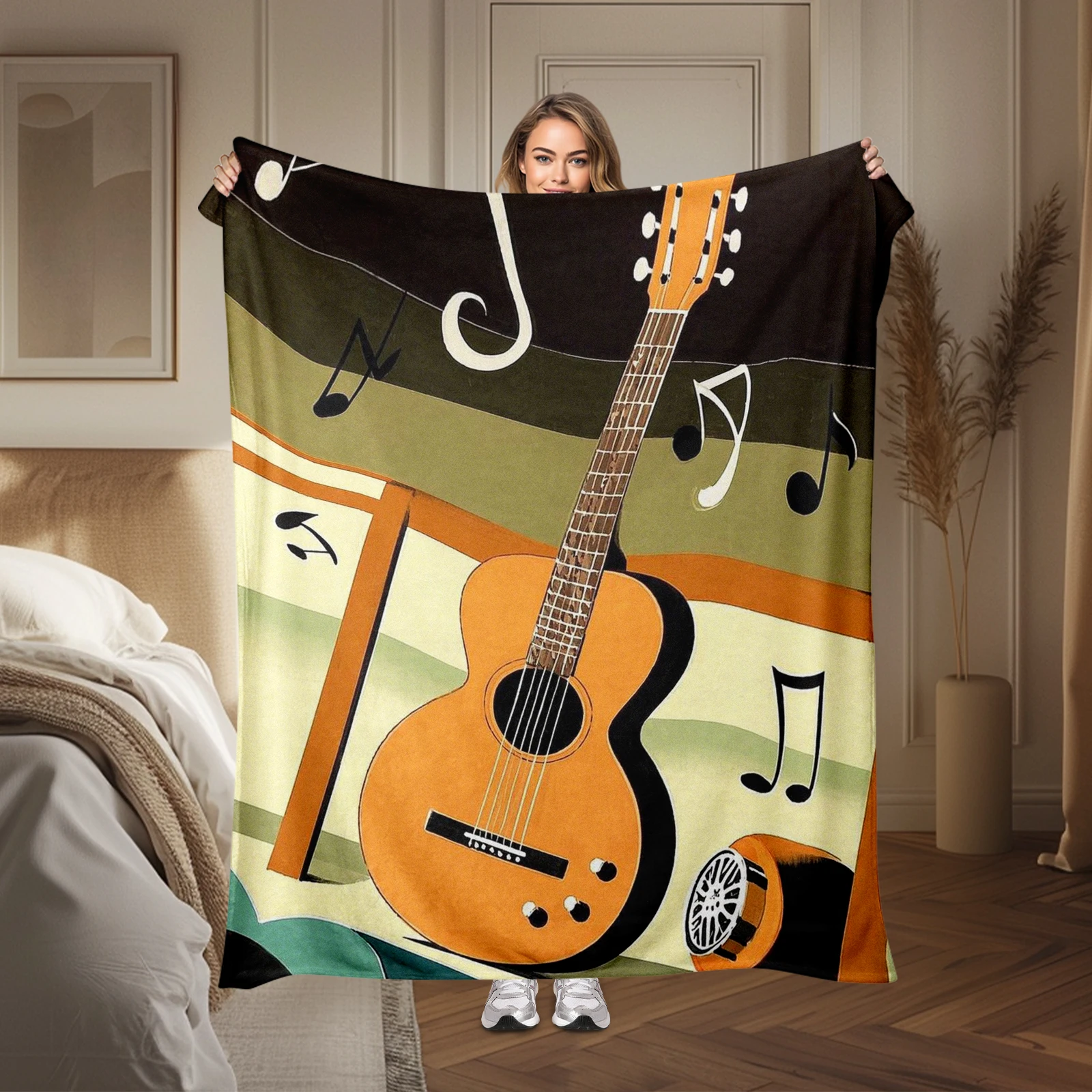 Unique Blanket Depicting Guitar And Dancing Notes, Brings Joy To All Ages At Music Festival.