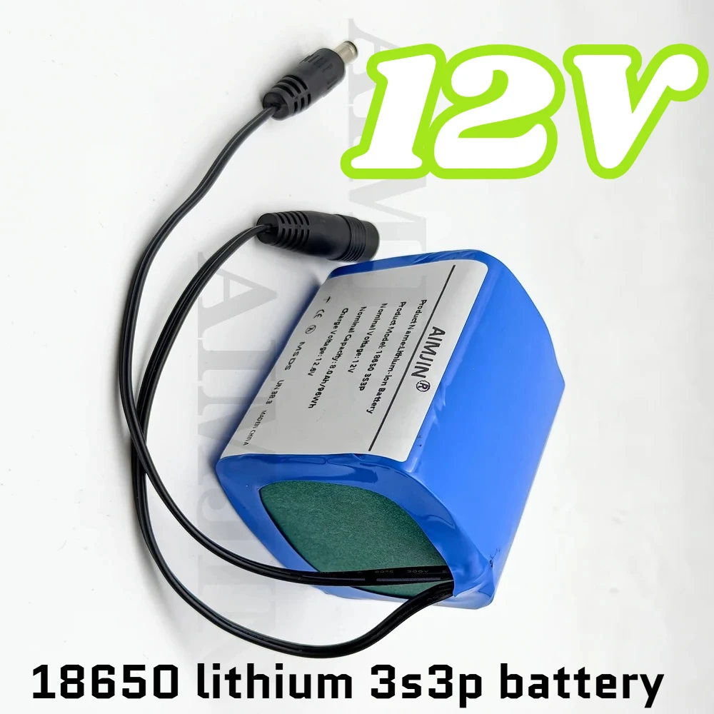 

12.6V 8.0Ah 3s3p battery pack 18650 lithium ion 12V 8000mAh DC 12.6V rechargeable battery