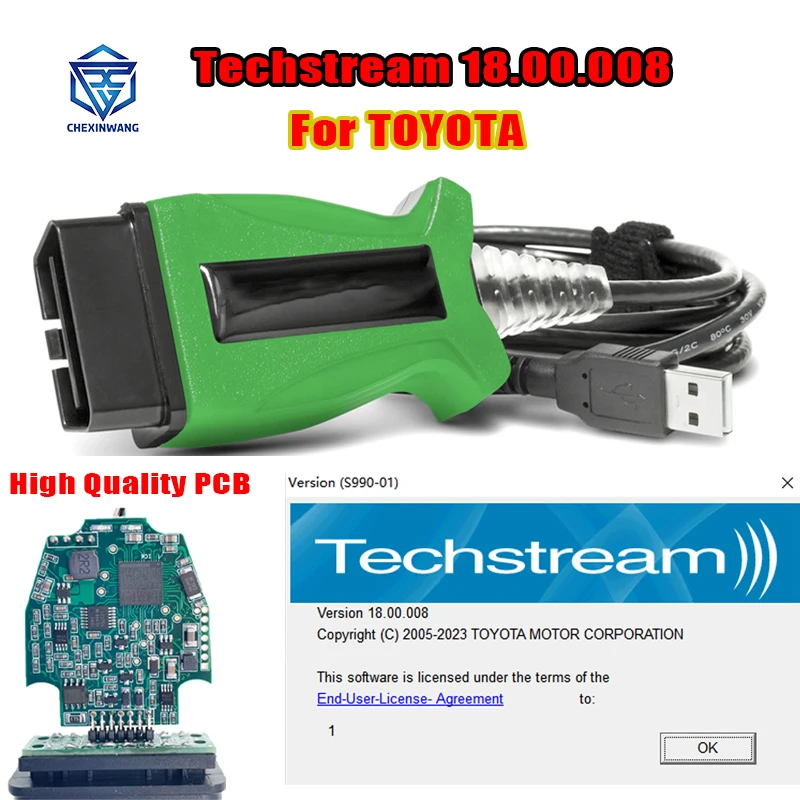 DLC3 For TOYOTA 2 TOYOTA2 Techstream V18.00.008 TIS J2534 Passthru Cable OBD2 OBDII Auto Car Diagnostic Cable Scanner Until 2023