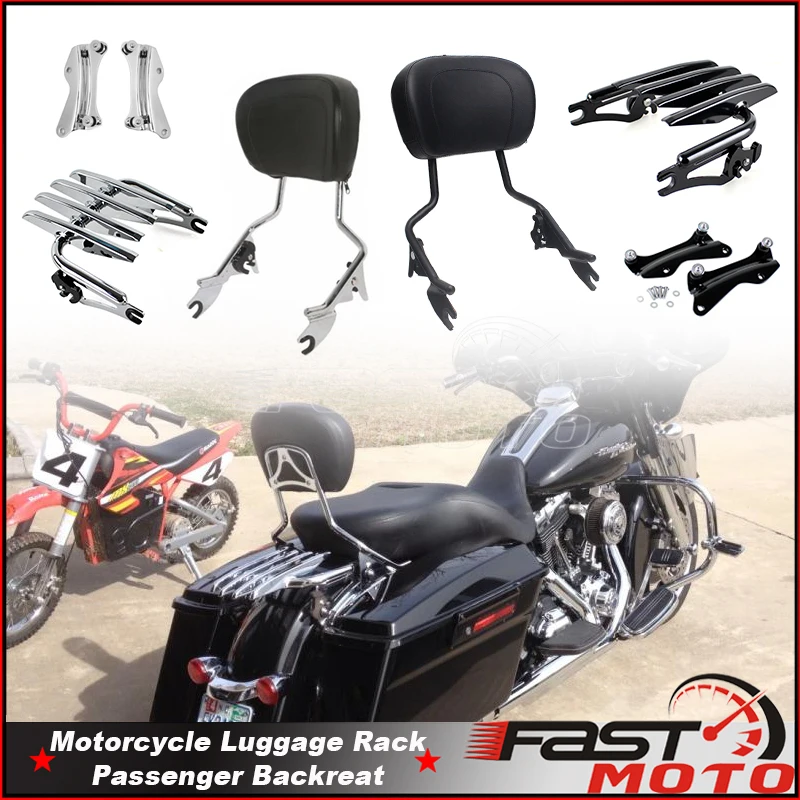 Motorcycle Sissy Bar Backrest Stealth Luggage Rack Docking Hardware Kit For Harley Touring Street Glide Road Glide Road King 14+