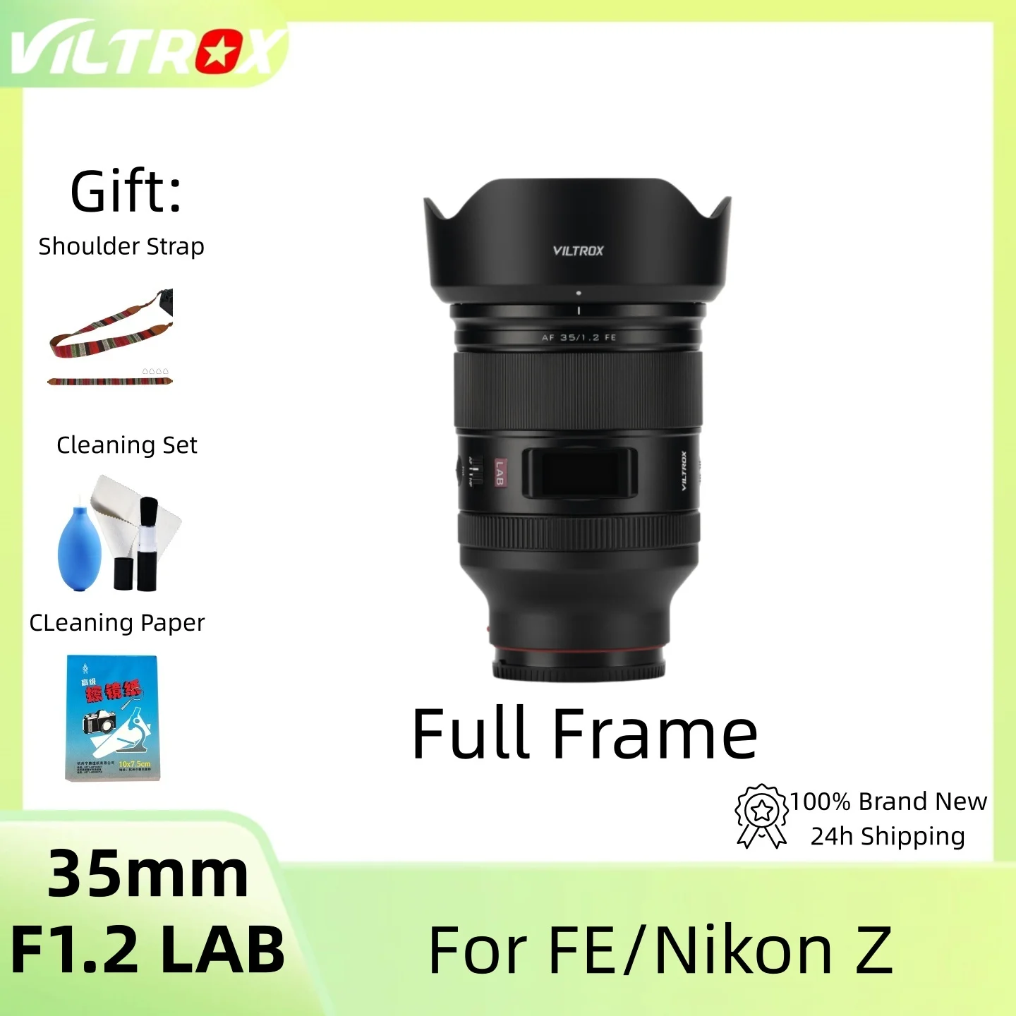 

VILTROX AF 35 мм F1.2 LAB FE Двойная плавающая внутренняя фокусировка Полнокадровый объектив с фиксированным фокусом и большой диафрагмой для Sony E/Z-Mount