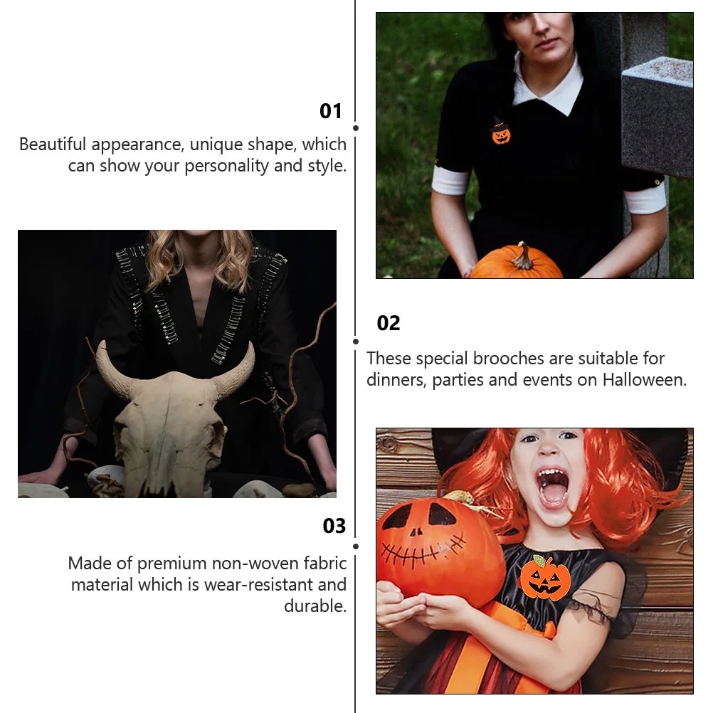 

7pcs Glowing Brooches Halloween Decorative Breast-Pins Unisex Pins Wear-Resistant Non-Woven Fabric For Cuffs