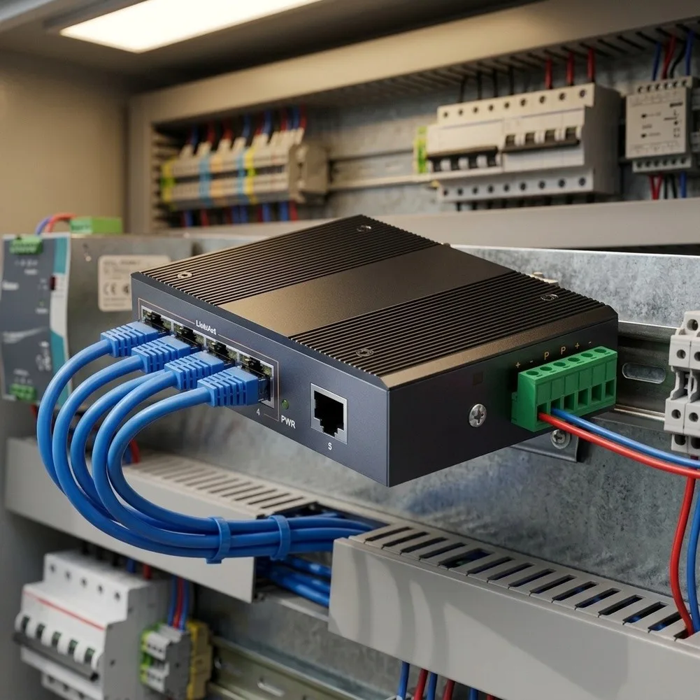 1pc 100M/1000Mpbs 5-port DIN Rail Managed Industrial Switches For Security Monitoring And Industrial Ethernet Networking