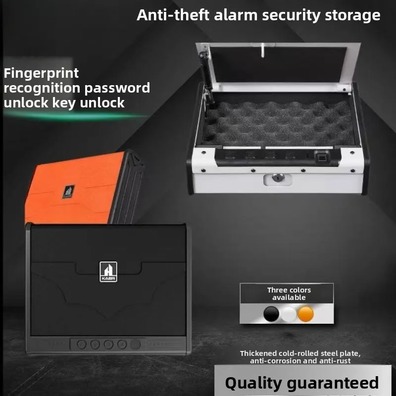 Multi Functional Pistol Box Smart Fingerprint Keypad Key Anti Theft Gun Safe For Vehicle Home Commercial Personal Storage