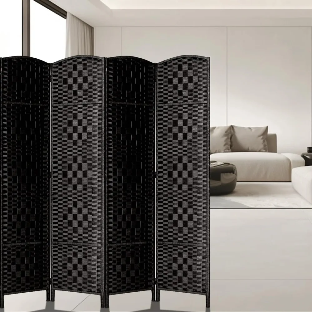 Room Divider 4 Panel Folding Privacy Screen Black Portable Partition