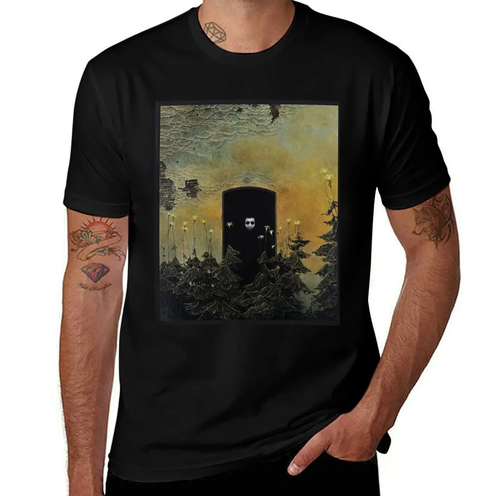 Untitled, by Zdzis?aw Beksiński T-Shirt Casual All Match Tee Shirt for Men