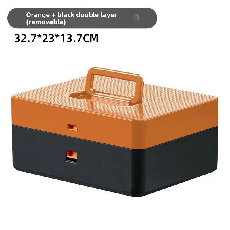 Double-layer Tool Storage Box 12inch Plastic Tool Boxes with Handle Durable Double-layer Household Toolbox