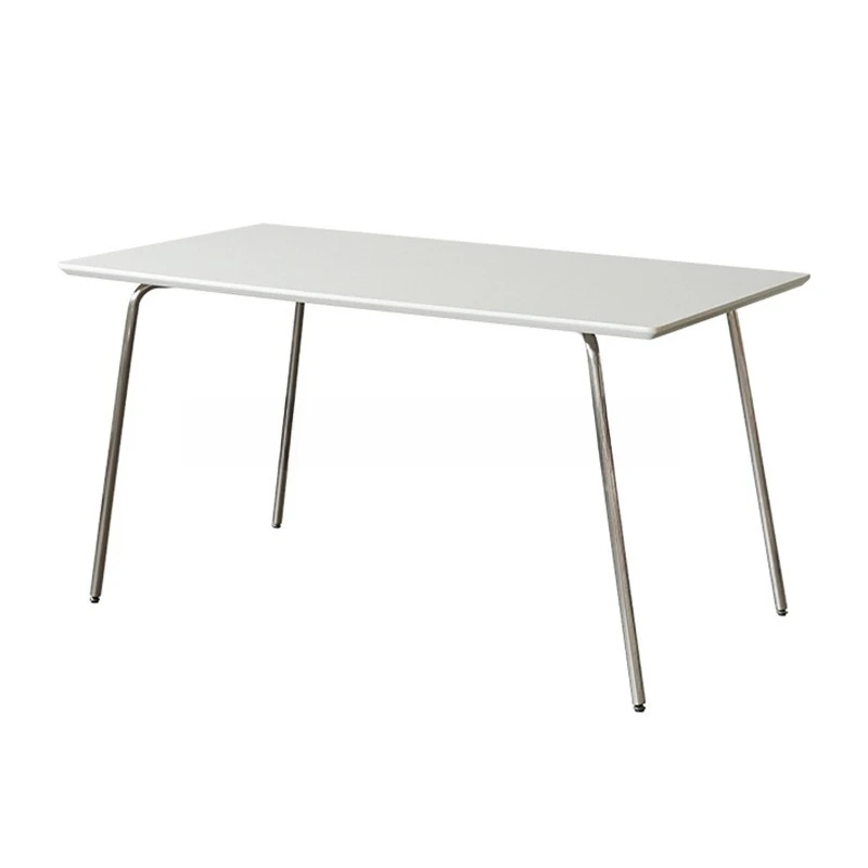 

Rectangular stainless steel dining table, small-sized white dining table, negotiation coffee table