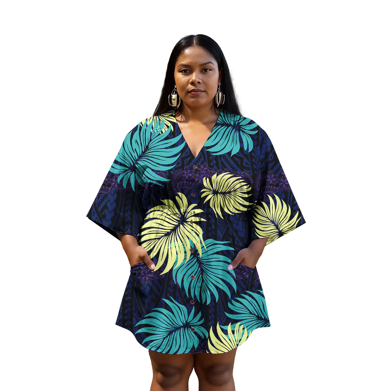 Vintage Midi Dress Dress Women Polynesian Pacific Island Hawaii Dress Patterns Custom Casual Clothing