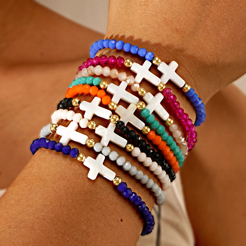 Go2boho زودياك سوار مجموعة قابل للتعديل اليدوية مطرز مجوهرات الصليب قلادة هدية عيد الحب للنساء الرجال عيد ميلاد