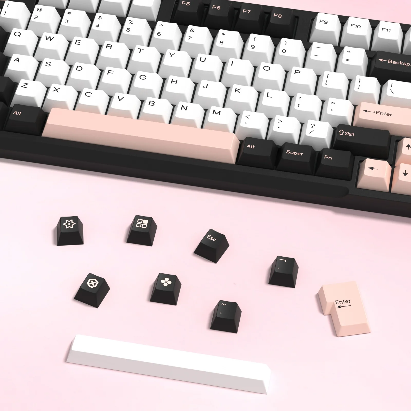 Imagem -04 - Kbdiy-gmk Olivia Kit Teclado Mecânico Retro Gaming Key Cap Tiro Duplo Pbt Iso 7u Interruptor mx Perfil Cereja