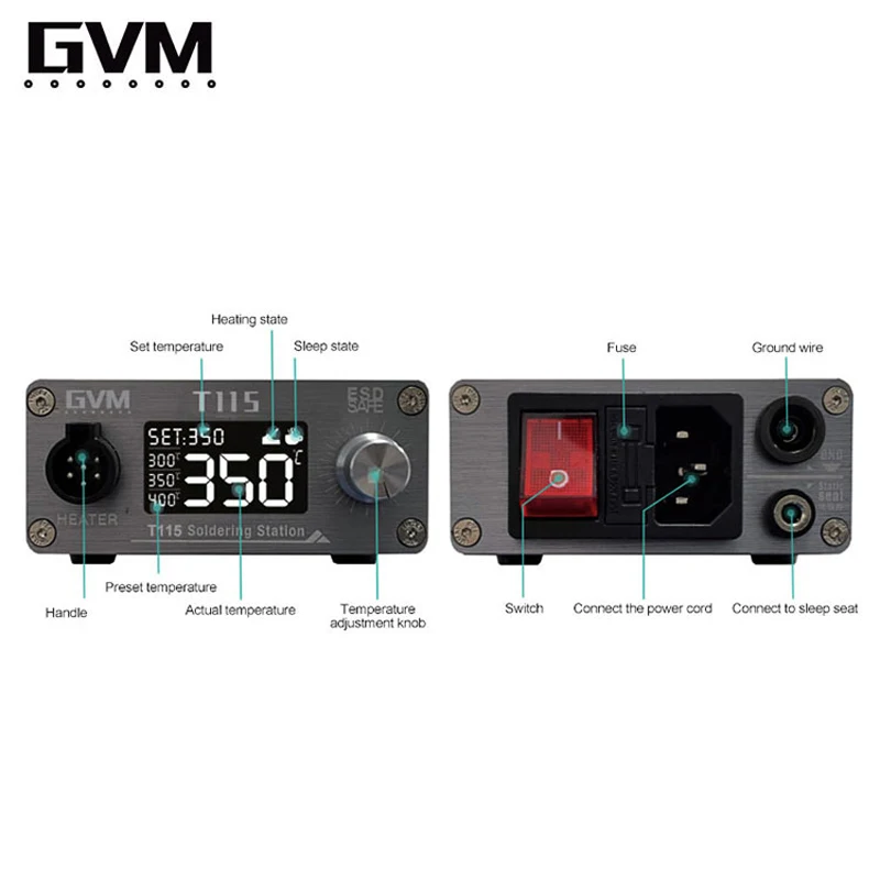 GVM T115 Intelligent Constant Temperature Welding Station With C115 Handle Soldering Station Phone Motherboard PCB Repair Tools